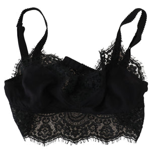 Dolce & Gabbana Black Floral Lace Stretch Bralette Underwear