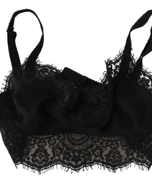 Dolce &amp; Gabbana Ropa interior bralette elástica de encaje floral negro