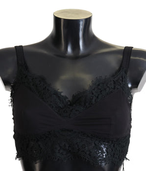 Dolce &amp; Gabbana Ropa interior bralette elástica de encaje floral negro