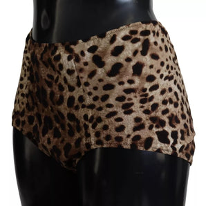 Dolce & Gabbana Brown Leopard Print Swimsuit Swimwear Bikini Bottom