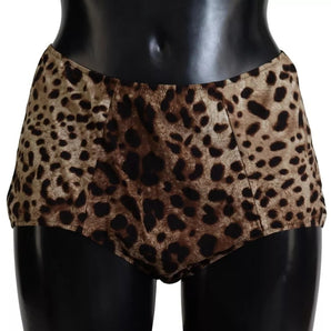 Dolce & Gabbana Brown Leopard Print Swimsuit Swimwear Bikini Bottom