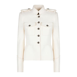 Dolce & Gabbana White Wool Jackets & Coat