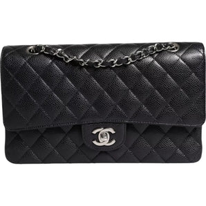 Chanel Black Caviar Medium Classic Double Flap Quilted Shoulder Bag