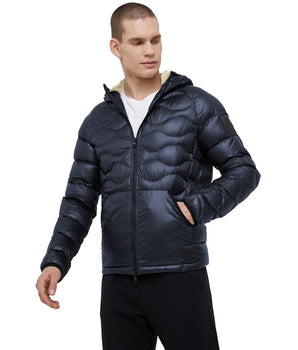 Refrigiwear Blue Nylon Men Jacket with Slim Fit and Feather Padding