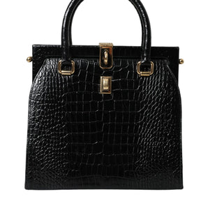 Dolce & Gabbana Black Exotic Leather Top Handle Tote Women Bag