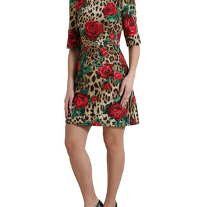 Dolce &amp; Gabbana Elegant A-Line Leopard &amp; Floral Dress