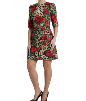 Dolce &amp; Gabbana Elegante vestido evasé de leopardo y flores