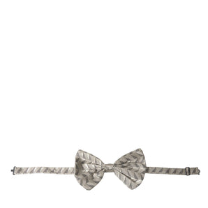 Dolce & Gabbana Silver Fantasy Print Adjustable Neck Bow Tie Men