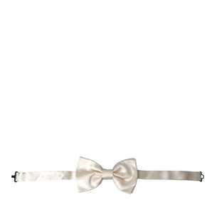 Dolce & Gabbana Off White Silk Adjustable Neck Men Bow Tie