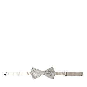 Dolce & Gabbana White Black Polka Dot Polyester Bow Tie Men