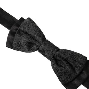 Dolce & Gabbana Black Brocade Silk Adjustable Neck Men Bow Tie