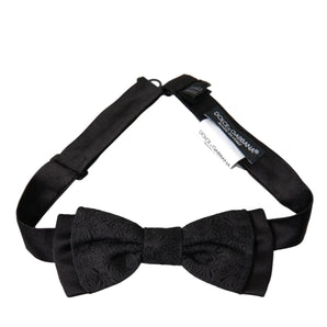 Dolce & Gabbana Black Brocade Silk Adjustable Neck Men Bow Tie