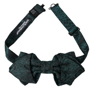 Dolce & Gabbana Green Bandana Silk Adjustable Neck Bow Tie