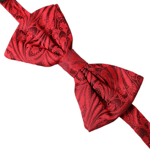 Dolce & Gabbana Red Brocade Silk Adjustable Neck Men Bow Tie