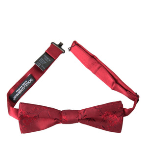 Dolce & Gabbana Red Brocade Silk Adjustable Neck Men Bow Tie