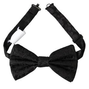 Dolce & Gabbana Black Brocade Silk Adjustable Neck Men Bow Tie