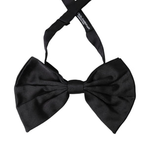 Dolce & Gabbana Black Satin Silk Adjustable Neck Men Bow Tie