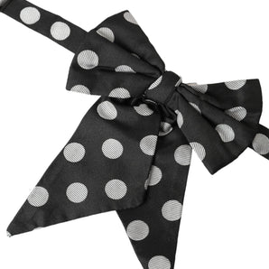 Dolce & Gabbana Black Polka Dots Ribbon Adjustable Neck Bow Tie