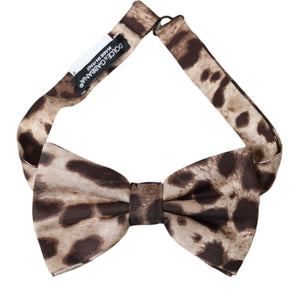 Dolce & Gabbana Brown Leopard Silk Adjustable Neck Men Bow Tie