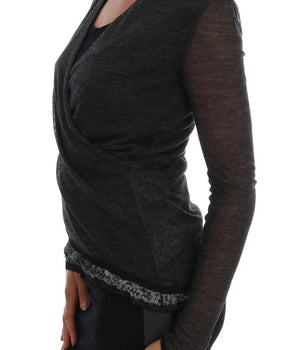 Ermanno Scervino Chic Gray Lace Sleeve Blouse Ermanno Scervino 