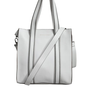 Brunello Cucinelli White Leather Logo Shoulder Strap Shopping Tote Bag