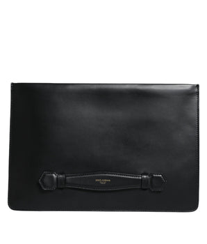 Dolce &amp; Gabbana Black Calfskin Leather Mediterranean Pouch Bag