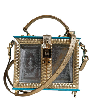 Dolce &amp; Gabbana Multicolor Wood Leather Clutch Shoulder Bag