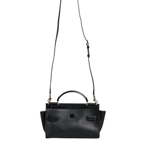 Dolce & Gabbana Black Leather SICILY Top Handle Crossbody Bag