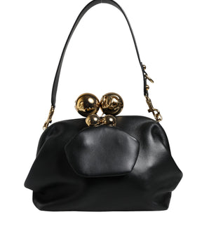 Dolce & Gabbana Black Calfskin Leather Shoulder Clutch Bag