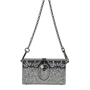 Dolce & Gabbana Silver Plexiglass Clutch Mini Evening Purse Bag