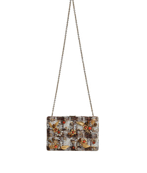 Dolce &amp; Gabbana Multicolor Tweed Floral Clutch Crossbody Bag