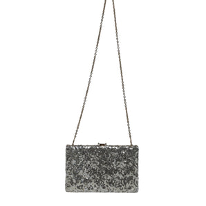 Dolce & Gabbana Silver Sequined Clutch Evening Crossbody Bag