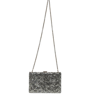 Dolce &amp; Gabbana Silver Sequined Clutch Evening Crossbody Bag