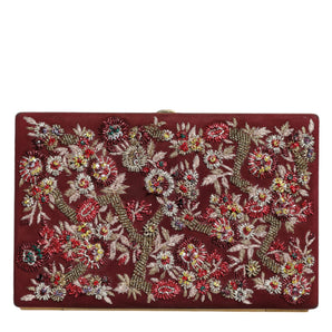 Dolce & Gabbana Bordeaux Velvet Gold Frame Clutch Evening Bag