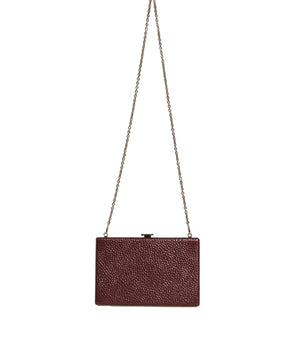 Dolce &amp; Gabbana Maroon Leather Clutch Evening Crossbody Bag