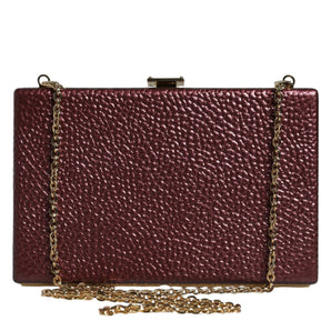 Dolce & Gabbana Maroon Leather Clutch Evening Crossbody Bag