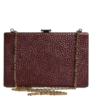 Dolce &amp; Gabbana Maroon Leather Clutch Evening Crossbody Bag