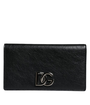 Dolce &amp; Gabbana Black Leather DG Logo Bifold Card Slot Crossbody Bag
