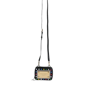 Dolce & Gabbana Black Leather LED Logo Shoulder Crossbody Bag