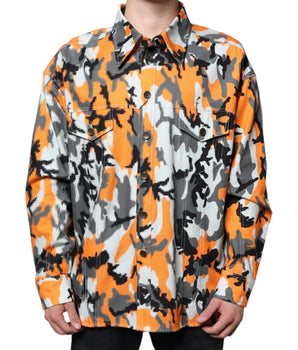 Dolce & Gabbana Multicolor Camouflage Cotton Denim Collared Jacket