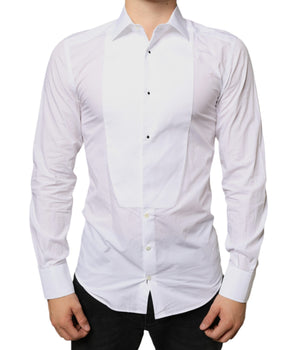 Dolce & Gabbana White Bib Cotton Poplin Formal Dress Shirt