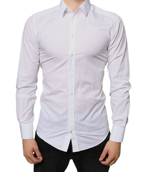 Dolce & Gabbana White Cotton Collared Men Formal Dress Shirt