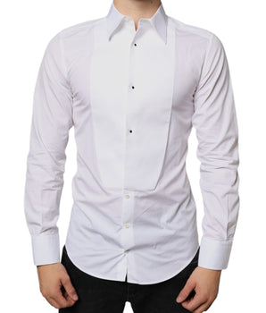 Dolce & Gabbana White Bib Cotton Poplin Formal Dress Shirt