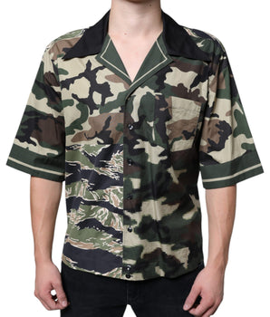 Dolce & Gabbana Multicolor Camouflage Button Down Men Casual Shirt