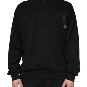 Dolce & Gabbana Black Logo Cotton Long Sleeves Sweatshirt Sweater