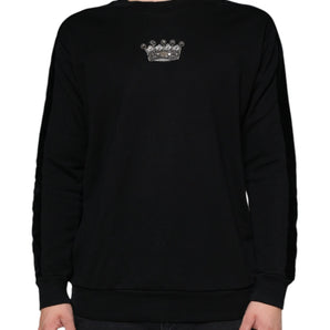 Dolce & Gabbana Black Cotton Crown Pullover Sweatshirt Sweater