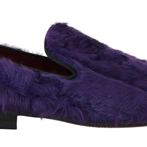 Dolce & Gabbana Plush Purple Sheep Fur Loafers Dolce & Gabbana 