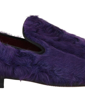 Dolce & Gabbana Plush Purple Sheep Fur Loafers Dolce & Gabbana 