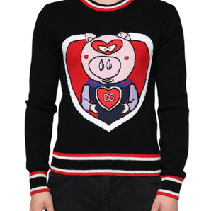 Dolce & Gabbana Black Cashmere Pig of the Year Pullover Sweater