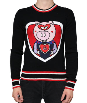 Dolce &amp; Gabbana Jersey negro de cachemir con cerdo del año